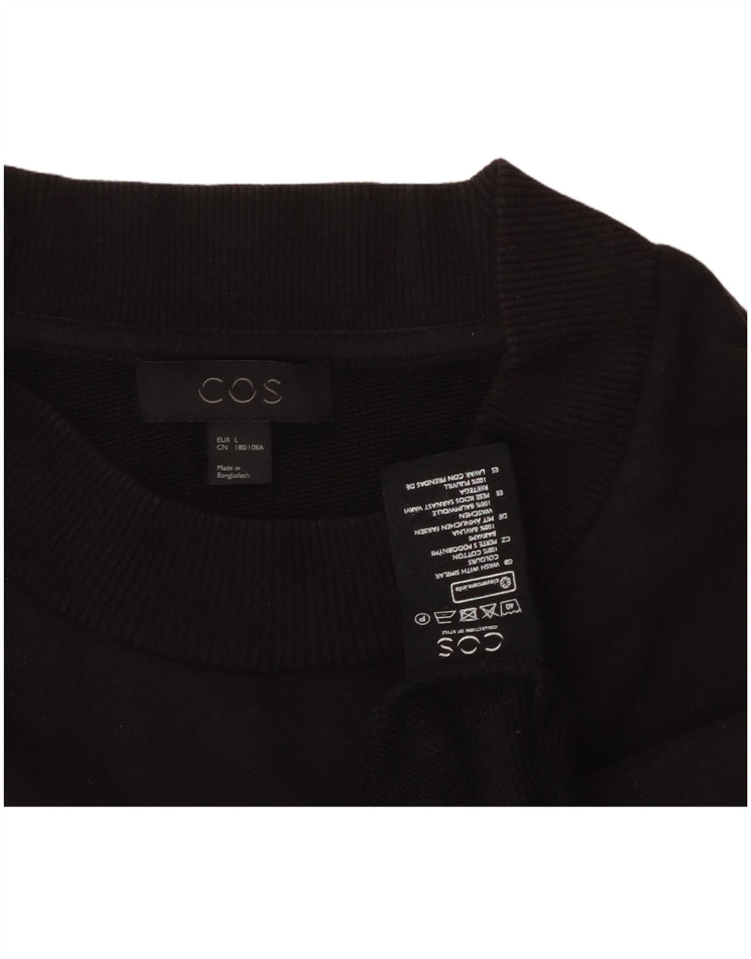 COS moletom masculino jumper grande algodão preto