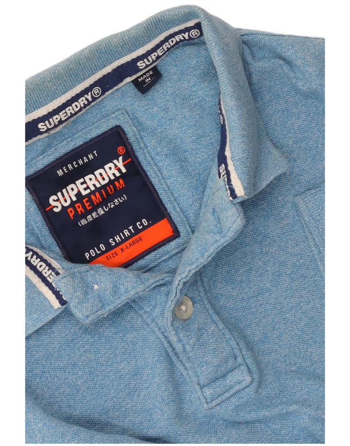 Camisa polo masculina Superdry XL azul manchada