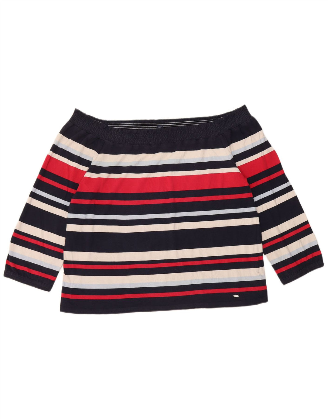 Top Tommy Hilfiger feminino manga 3/4 fora do ombro Reino Unido 14 grande multicolorido