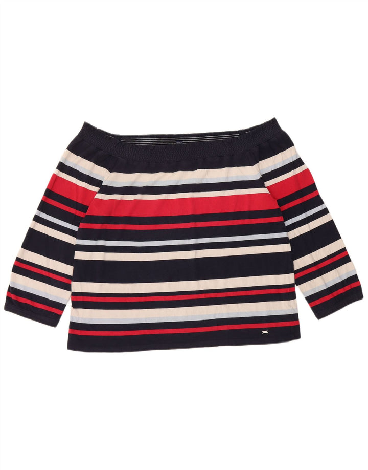 Top Tommy Hilfiger feminino manga 3/4 fora do ombro Reino Unido 14 grande multicolorido