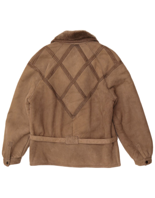 Jaqueta feminina vintage Shearling UK 18 XL cinza