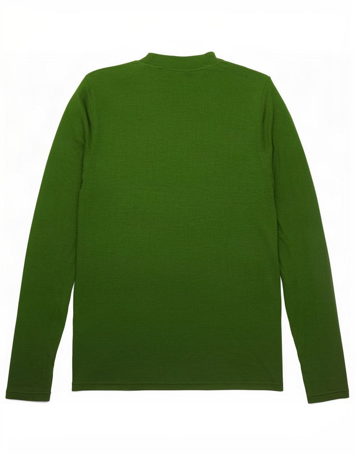 Top feminino Marks & Spencer manga comprida Reino Unido 14 grande modal verde manchado