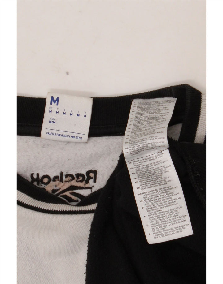 REEBOK moletom gráfico masculino jumper médio preto colorblock algodão
