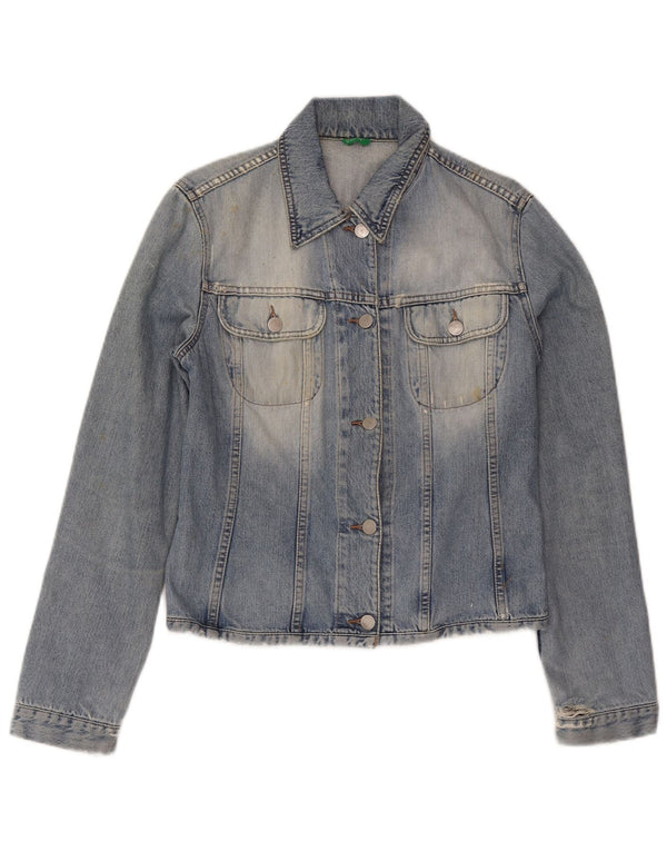 Jaqueta jeans feminina Benetton UK 12 algodão azul médio