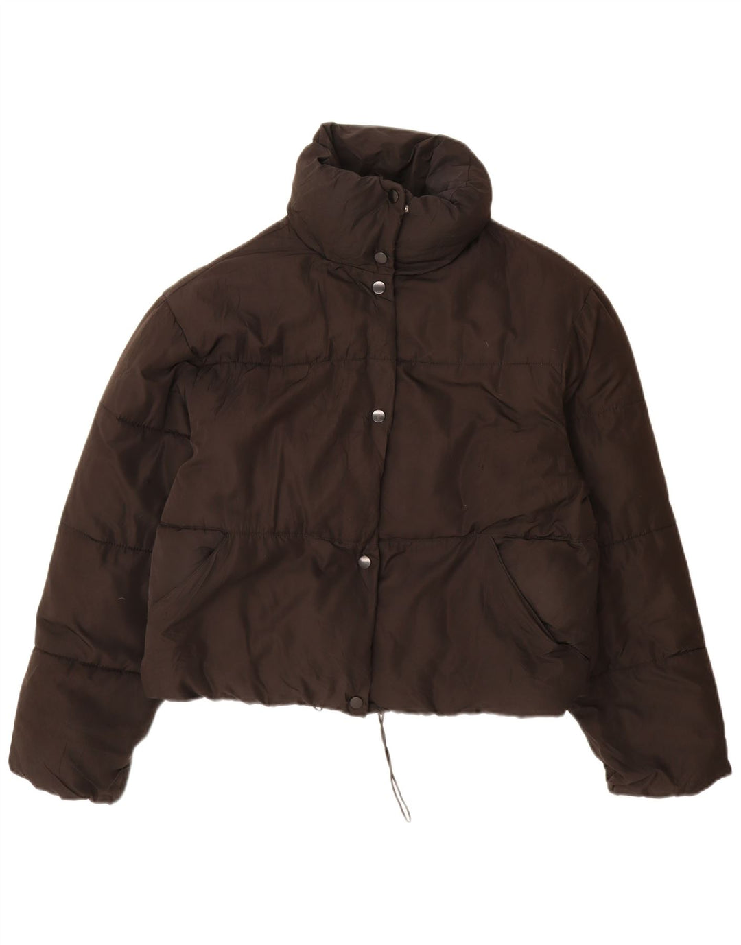 Jaqueta acolchoada superdimensionada feminina Zara UK 10 poliéster preto pequeno