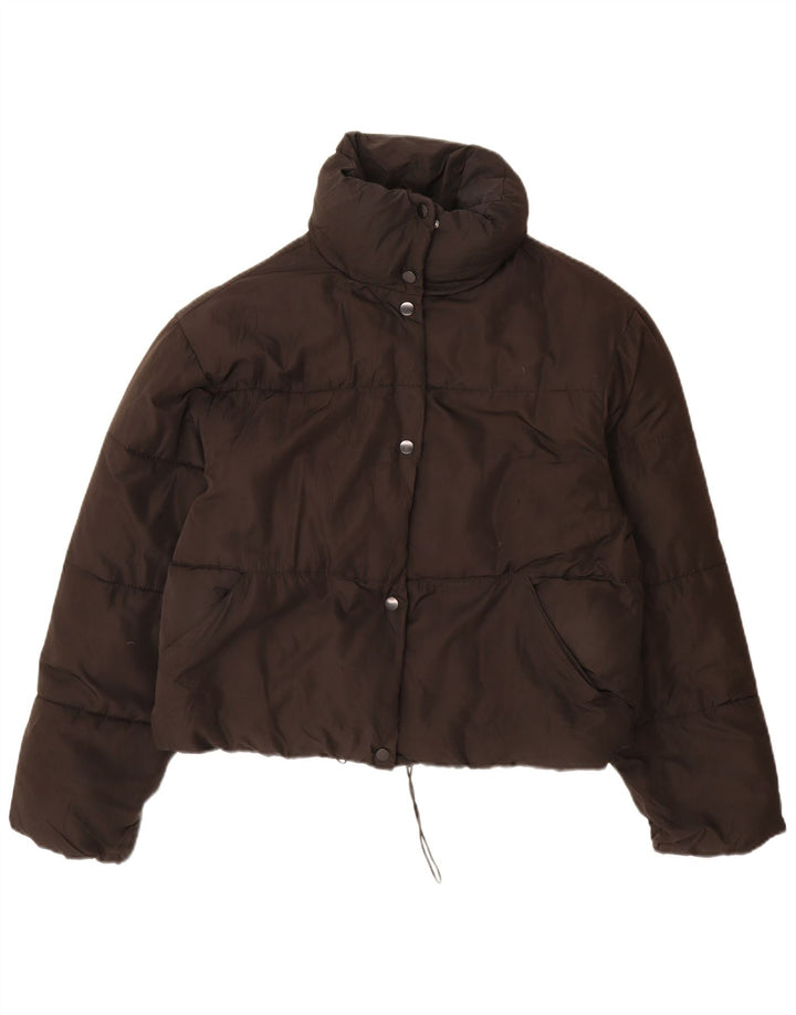 Jaqueta acolchoada superdimensionada feminina Zara UK 10 poliéster preto pequeno