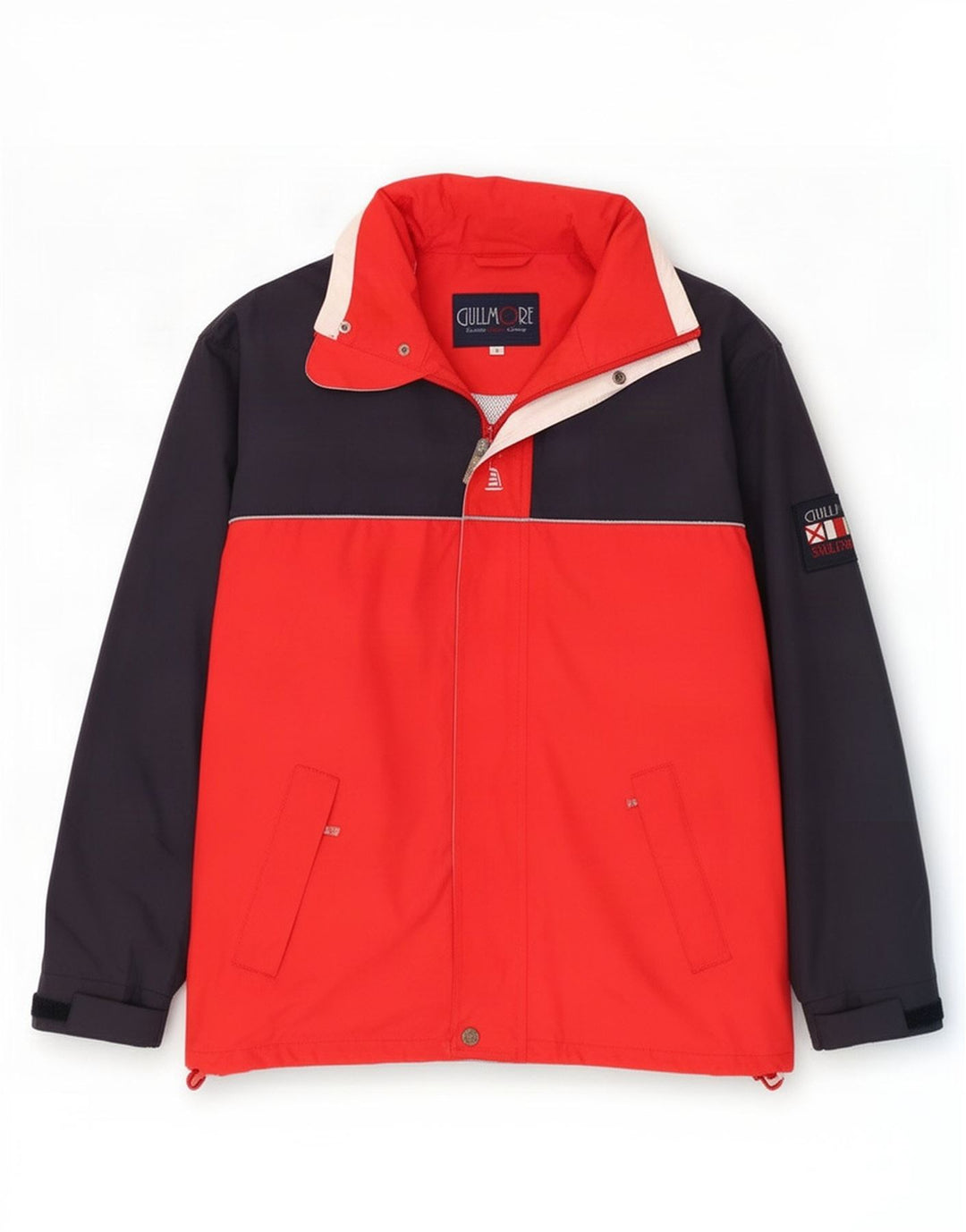 Poliéster vermelho pequeno de Colourblock do revestimento de chuva encapuçado Reino Unido 36 dos homens do vintage