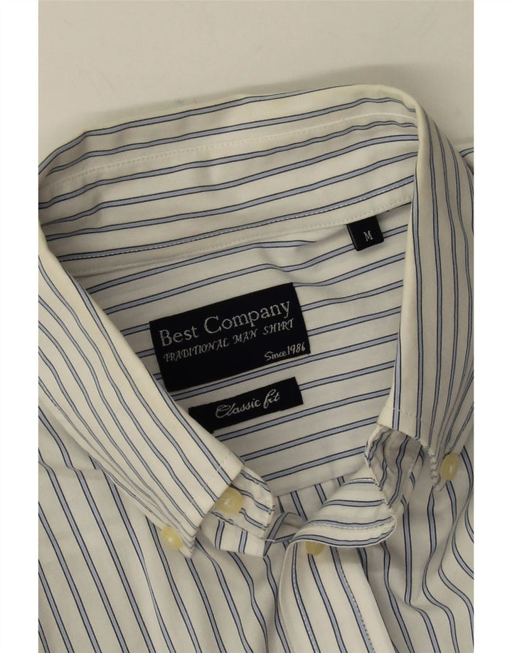 Camisa masculina clássica de ajuste clássico da Best Company com listras brancas médias