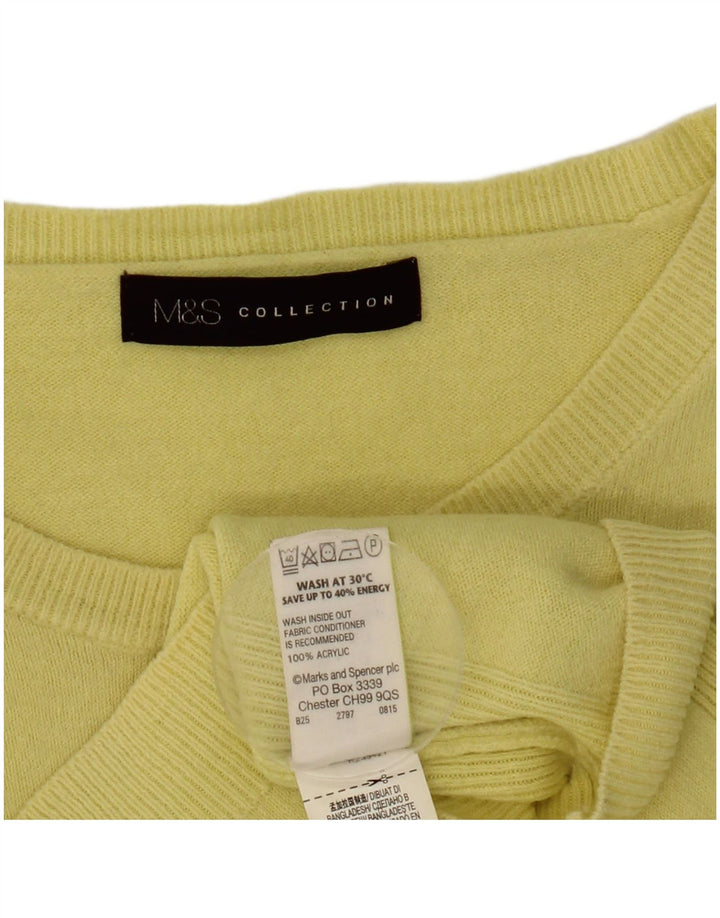 Suéter feminino Marks & Spencer com gola redonda Reino Unido 12 médio amarelo