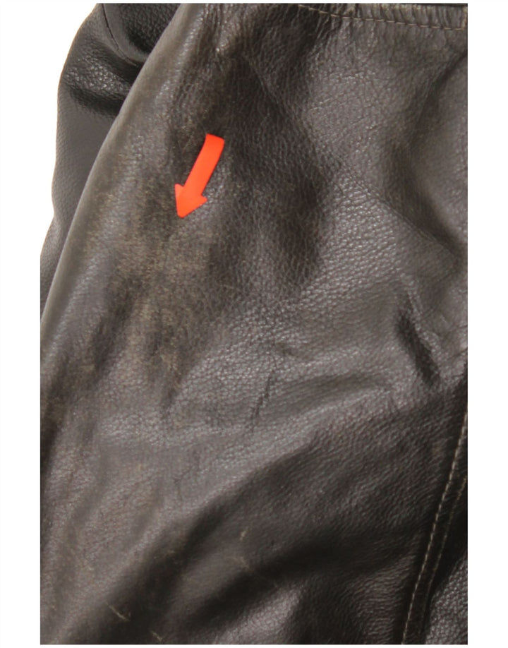 Jaqueta de couro masculina vintage UK 44 2XL couro preto