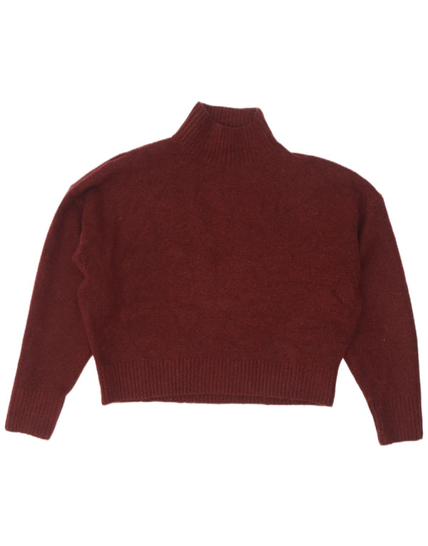 Suéter feminino Zara com gola alta e gola alta, Reino Unido 14 Médio Borgonha