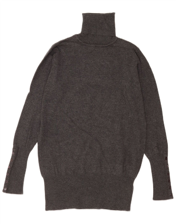 Zara Suéter feminino com gola redonda e gola redonda, Reino Unido 12, médio, cinza rayon