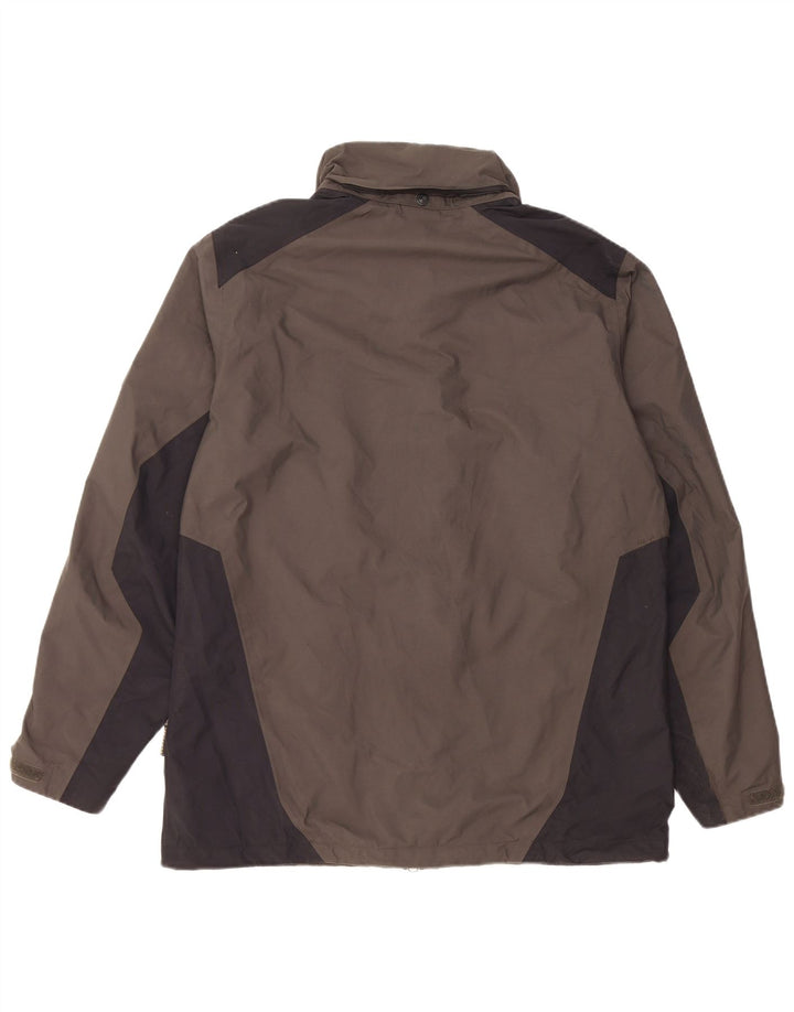 Jaqueta de chuva masculina Jack Wolfskin Reino Unido 36/38 cinza médio colorblock poliamida
