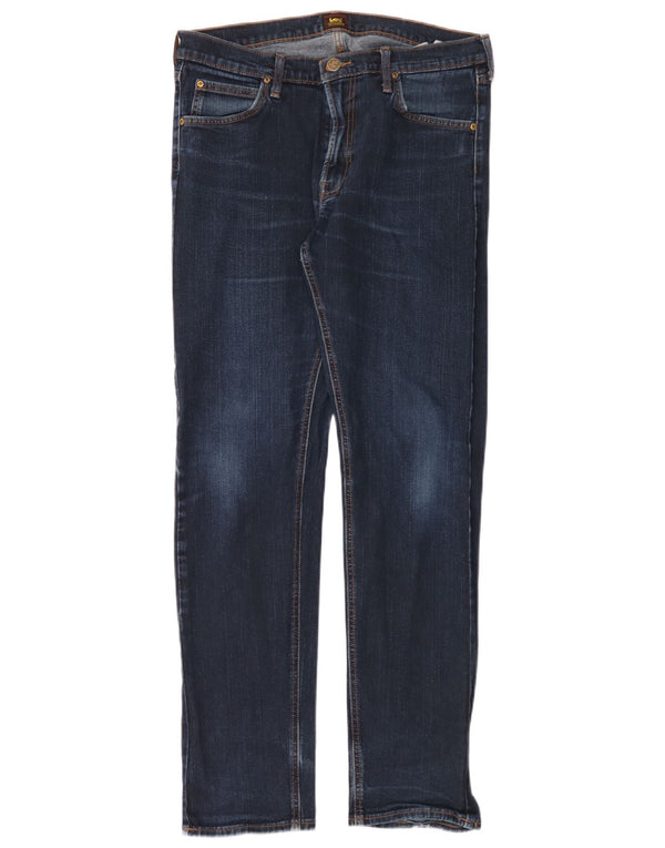 Lee Mens Daren Zip Fly Slim Jeans W34 L34 Azul Marinho Algodão