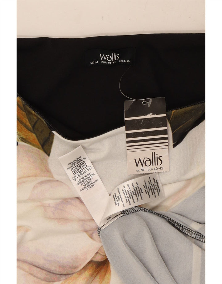 Vestido feminino Wallis manga 3/4 EUA 8/10 poliéster floral preto médio