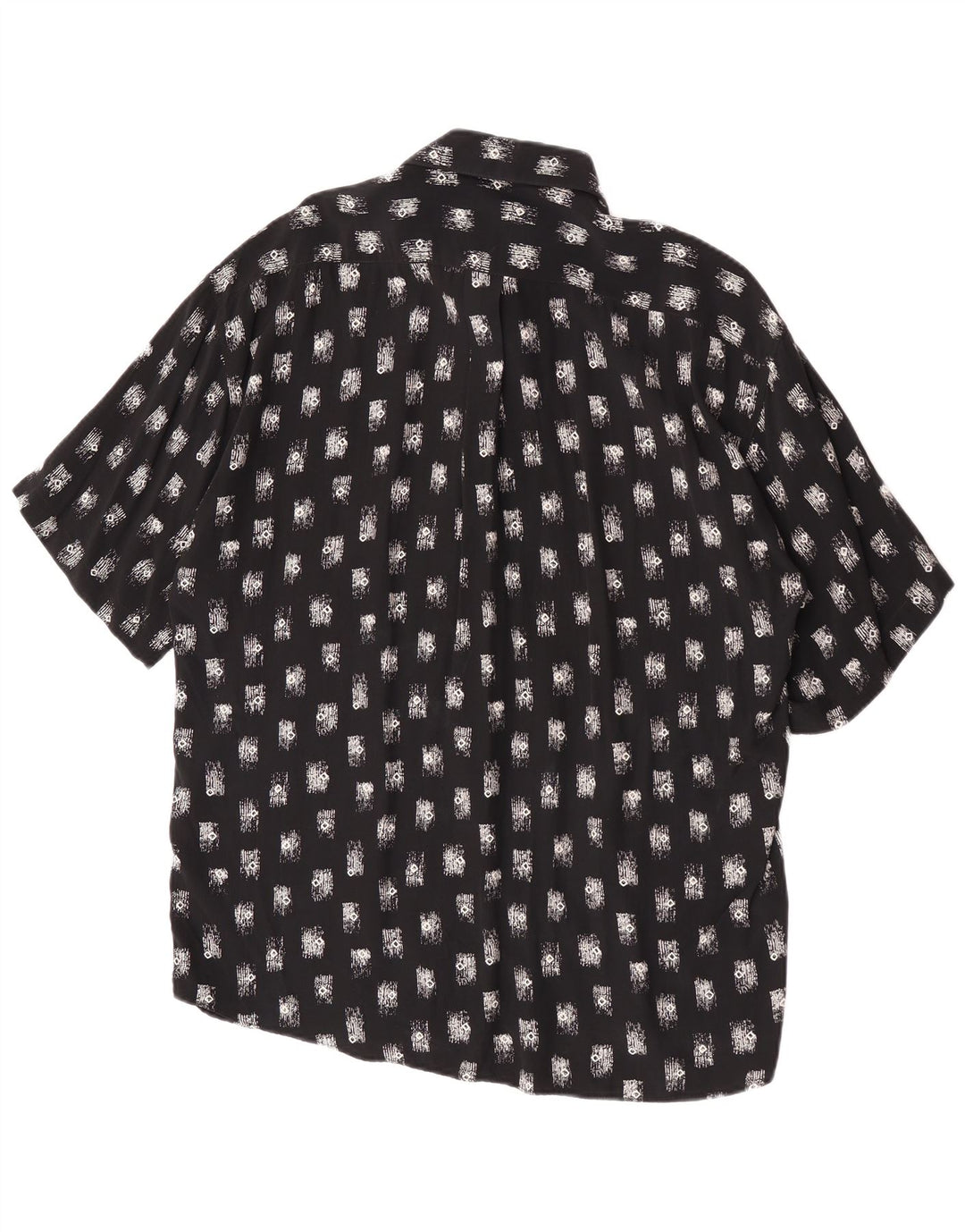 Camisa masculina de manga curta com padrão abstrato Tipo'S viscose preta grande