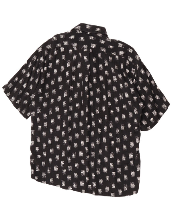 Camisa masculina de manga curta com padrão abstrato Tipo'S viscose preta grande