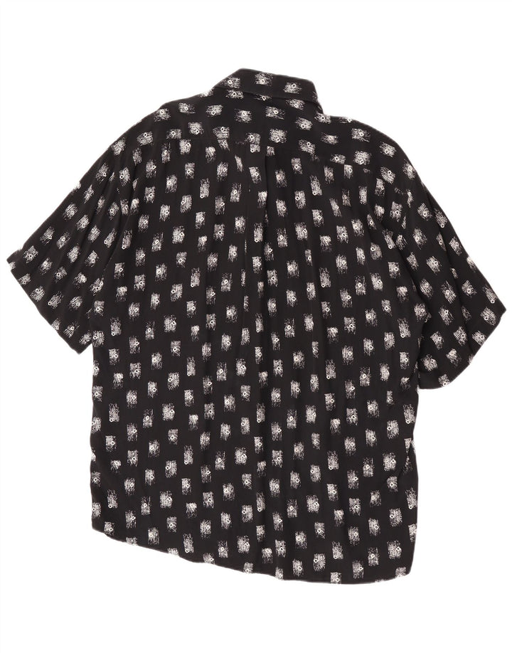 Camisa masculina de manga curta com padrão abstrato Tipo'S viscose preta grande