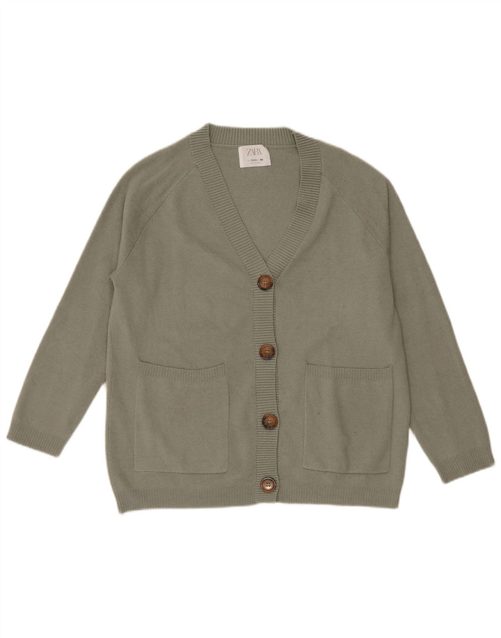 Zara Suéter Cardigan Meninas 13-14 Anos Verde Poliéster