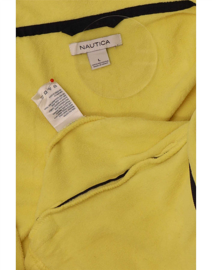 Jaqueta de lã feminina Nautica UK 16 grande poliéster amarelo