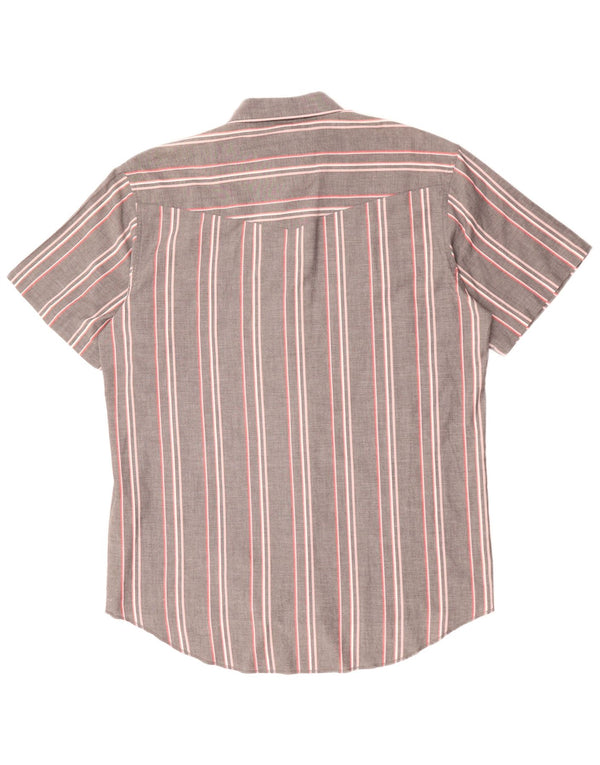 Wrangler Camisa masculina de manga curta tamanho 17 XL cinza listrado