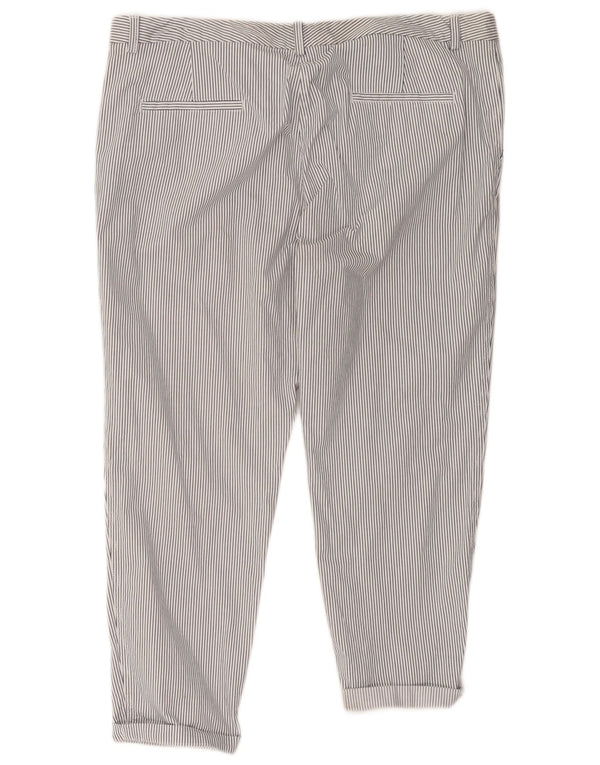 Calças cortadas femininas Marks & Spencer Reino Unido 20 2XL W41 L26 listrada branca