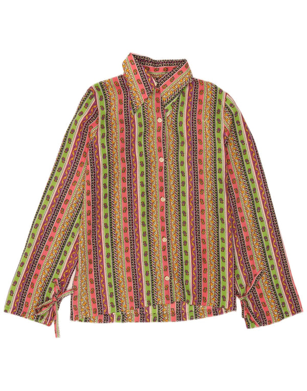 Blusa feminina vintage UK 12 média floral multicolorida