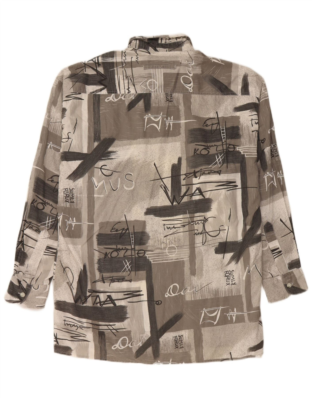 Camisa gráfica masculina vintage grande patchwork cinza