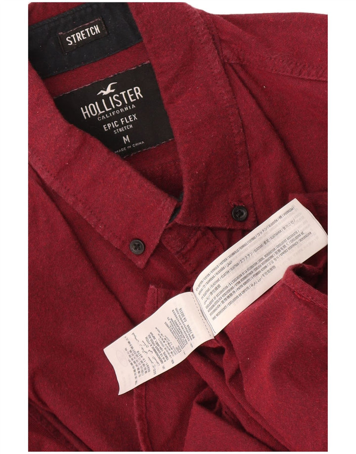 Camisa masculina Hollister de algodão médio Borgonha