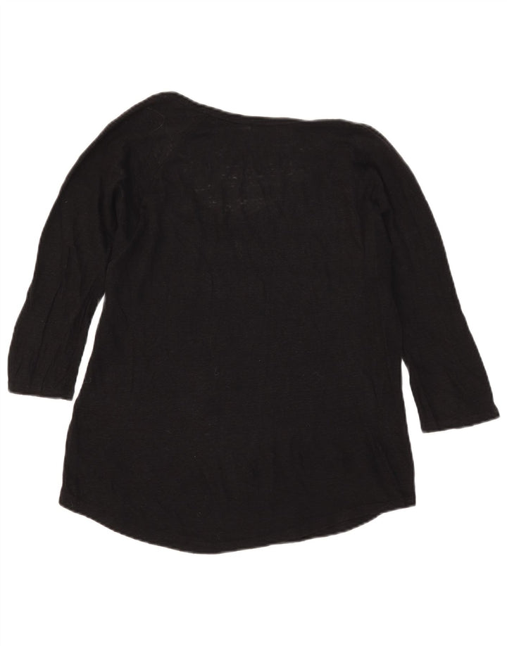 Zara Top feminino manga 3/4 Reino Unido 12 médio preto