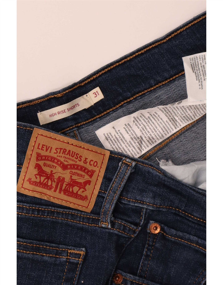 Shorts jeans feminino de cintura alta Levi's W31 algodão azul médio