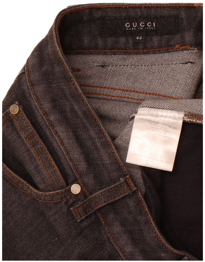 Jeans retos femininos GUCCI IT 44 médio W30 L30 algodão cinza