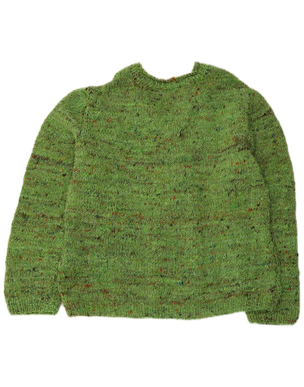 Suéter feminino VINTAGE com decote em V UK 18 XL verde manchado