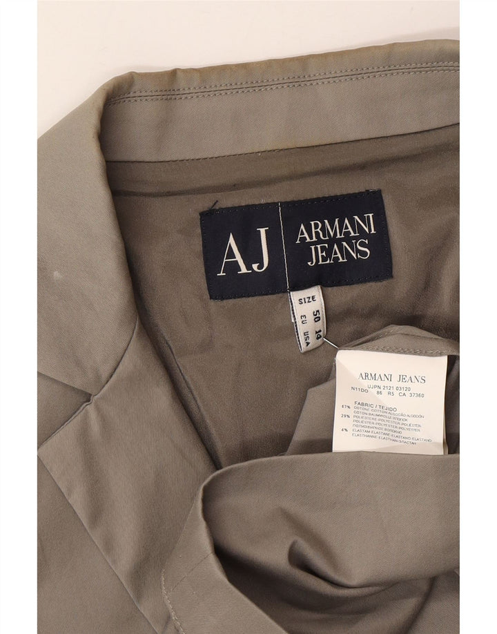 Jaqueta blazer feminina Armani Jeans com 2 botões EUA 14 XL algodão cinza
