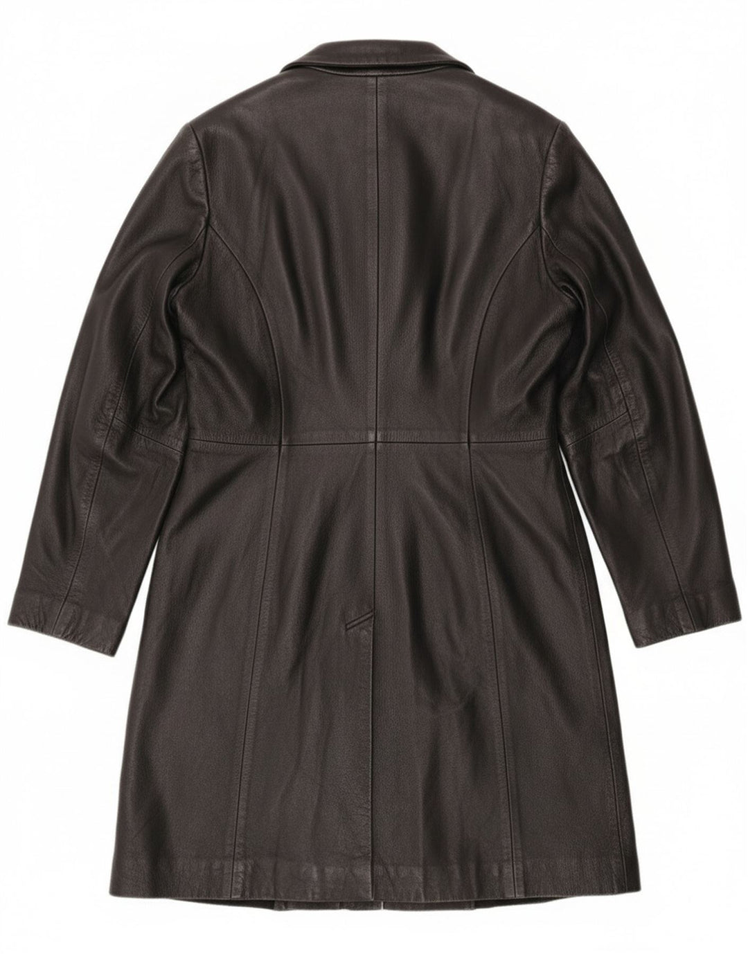 Sobretudo de couro feminino vintage Reino Unido 12 couro preto médio