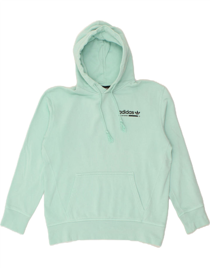 ADIDAS Mens Oversized Graphic Hoodie Jumper XS Turquoise Cotton Vintage Adidas and Second-Hand Adidas from Messina Hembry 