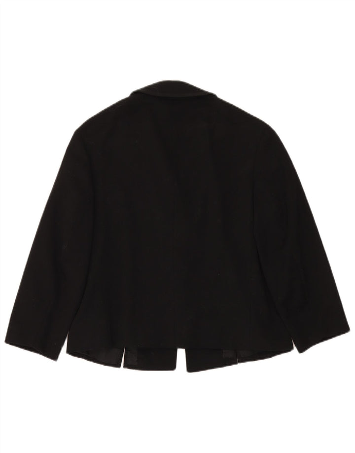Jaqueta blazer feminina Reine Wolle manga 3/4 com 3 botões Reino Unido 12 médio preto