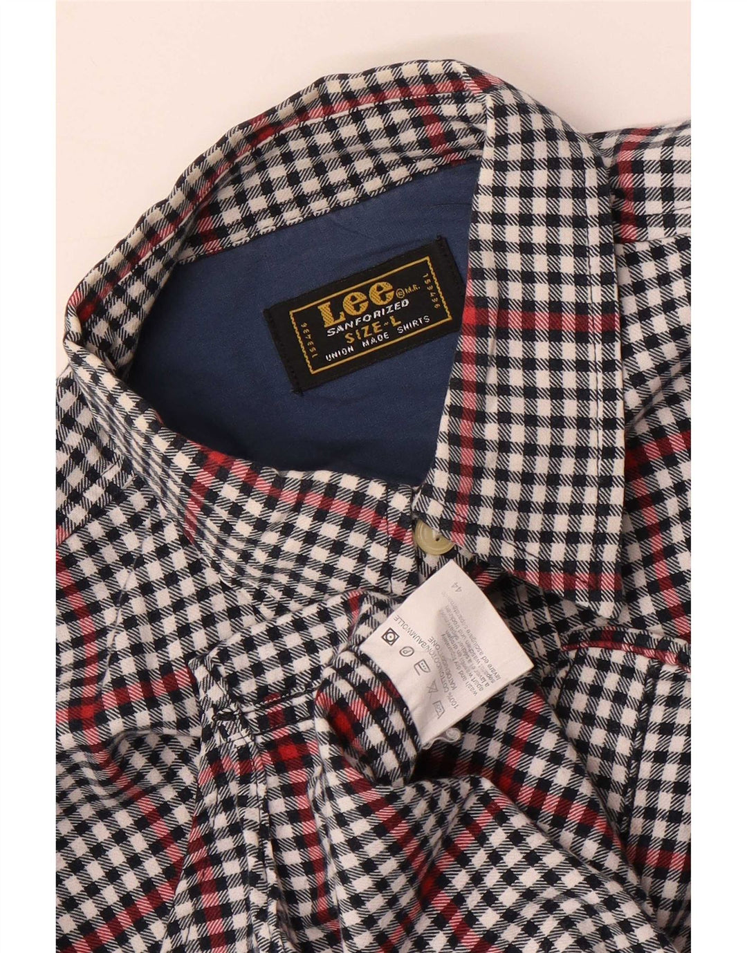 Camisa masculina Lee grande algodão guingão cinza