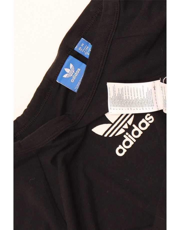 Adidas Womens Crop Graphic Top Manga Longa Reino Unido 12 Médio Algodão Preto