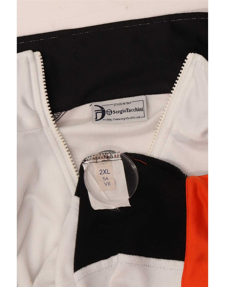 Sergio Tacchini Jaqueta masculina de agasalho 2XL poliéster colorblock branco