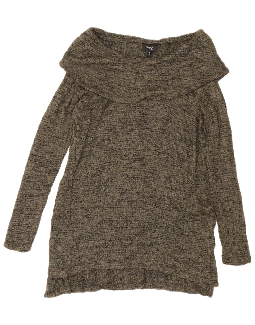 Suéter feminino MOSSIMO com gola redonda e palangre Reino Unido 10 pequeno cáqui salpicado