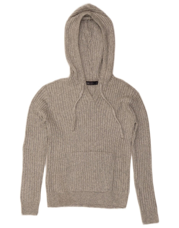 Suéter feminino com capuz Marks & Spencer UK 6 XS poliéster cinza