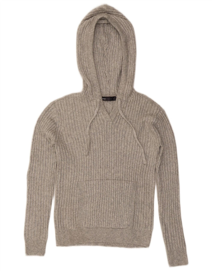 Suéter feminino com capuz Marks & Spencer UK 6 XS poliéster cinza