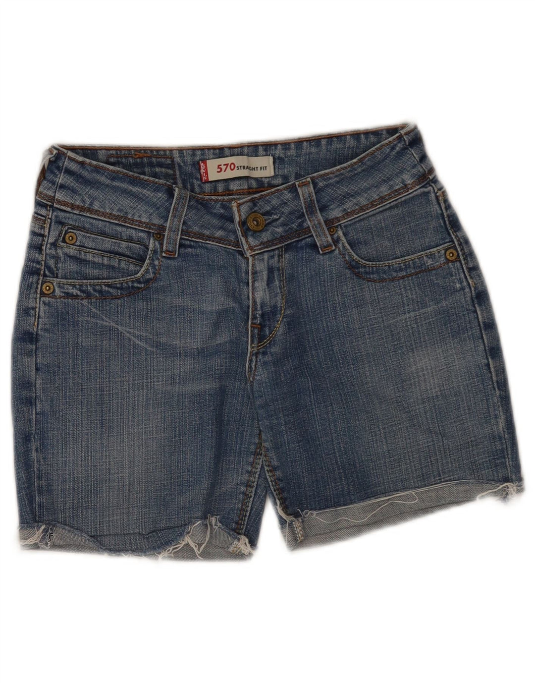 Shorts jeans feminino Levi's 570 W26 pequeno azul algodão