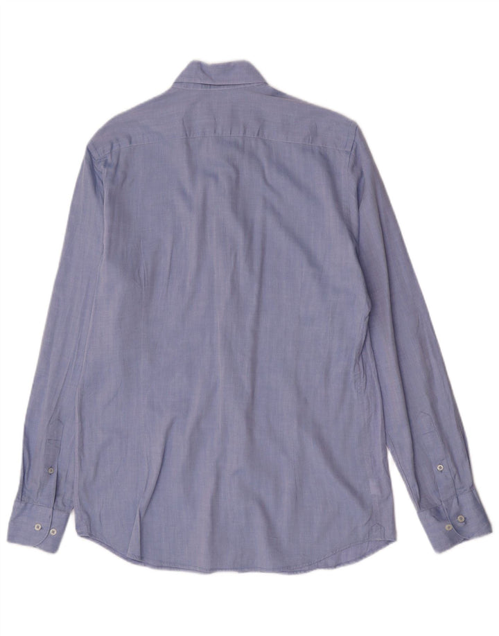 Camisa masculina Massimo Dutti EU 40 15 1/2 algodão azul médio
