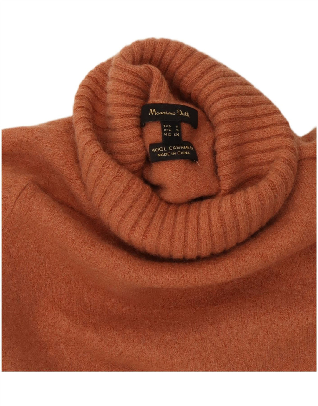 Suéter feminino Massimo Dutti com gola redonda, 7-8 anos, lã marrom pequena