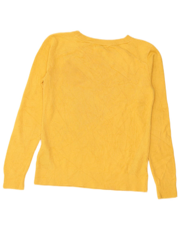 Suéter feminino Nautica com gola canoa grande UK 6 XS algodão amarelo