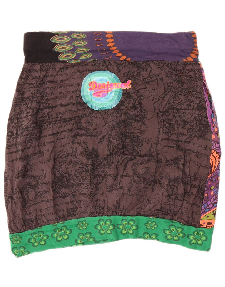 Desigual Saia feminina gráfica bolha grande W32 multicolorida