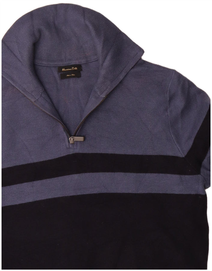 Suéter feminino Massimo Dutti com gola e zíper Reino Unido 14 médio azul marinho