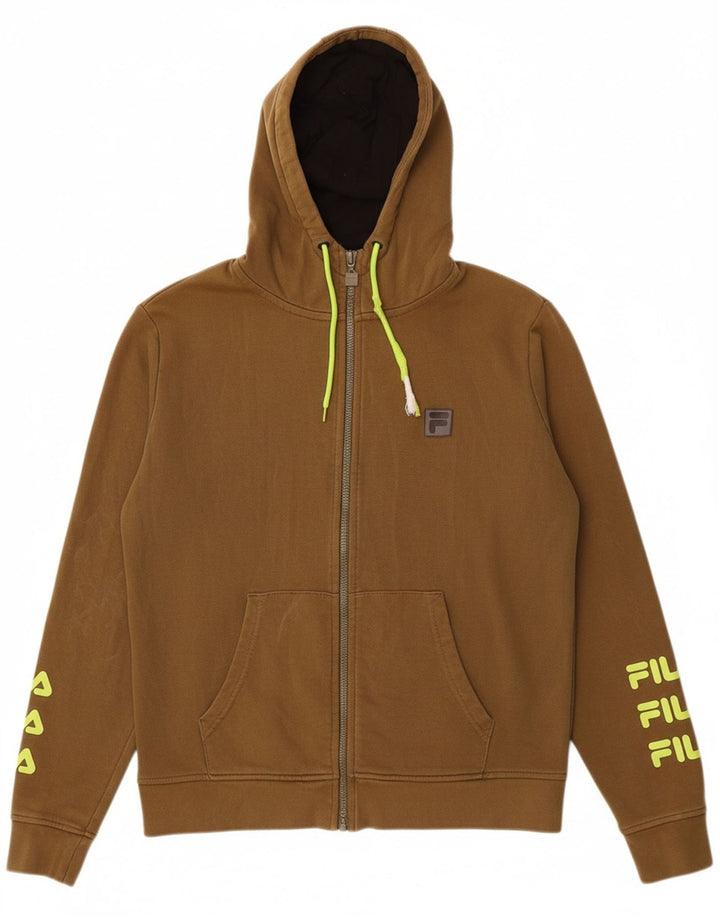 Suéter masculino FILA com capuz e zíper gráfico XS algodão cáqui